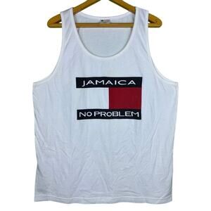 Vintage Jamaica Tank Top XXL JAMAICA NO PROBLEM White Red Black Y2K